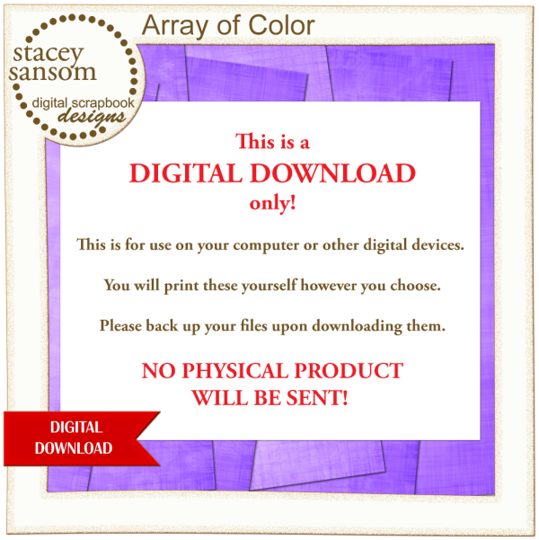 Array of Color Bright Purple Paper Pack from Stacey Sansom Designs