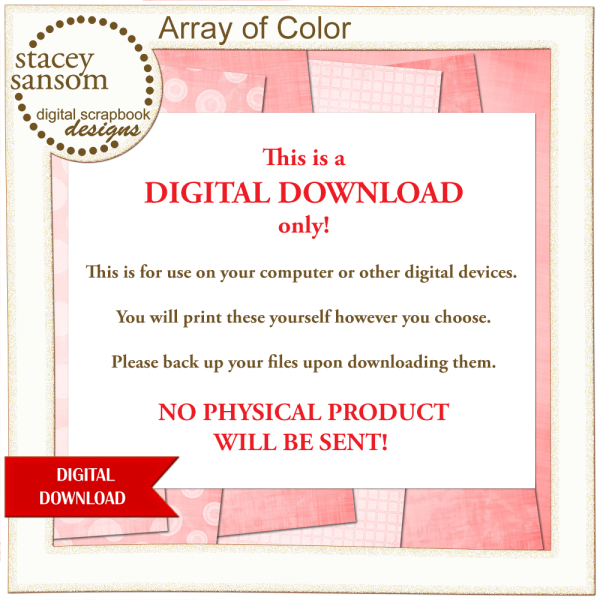 Array of Color Pink Paper Pack from Stacey Sansom Designs