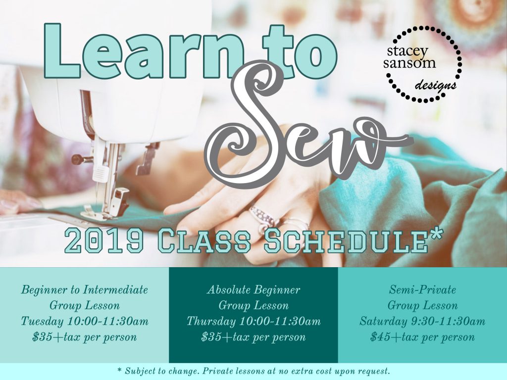 2019 Sewing Lessons Register Today! Stacey Sansom Designs