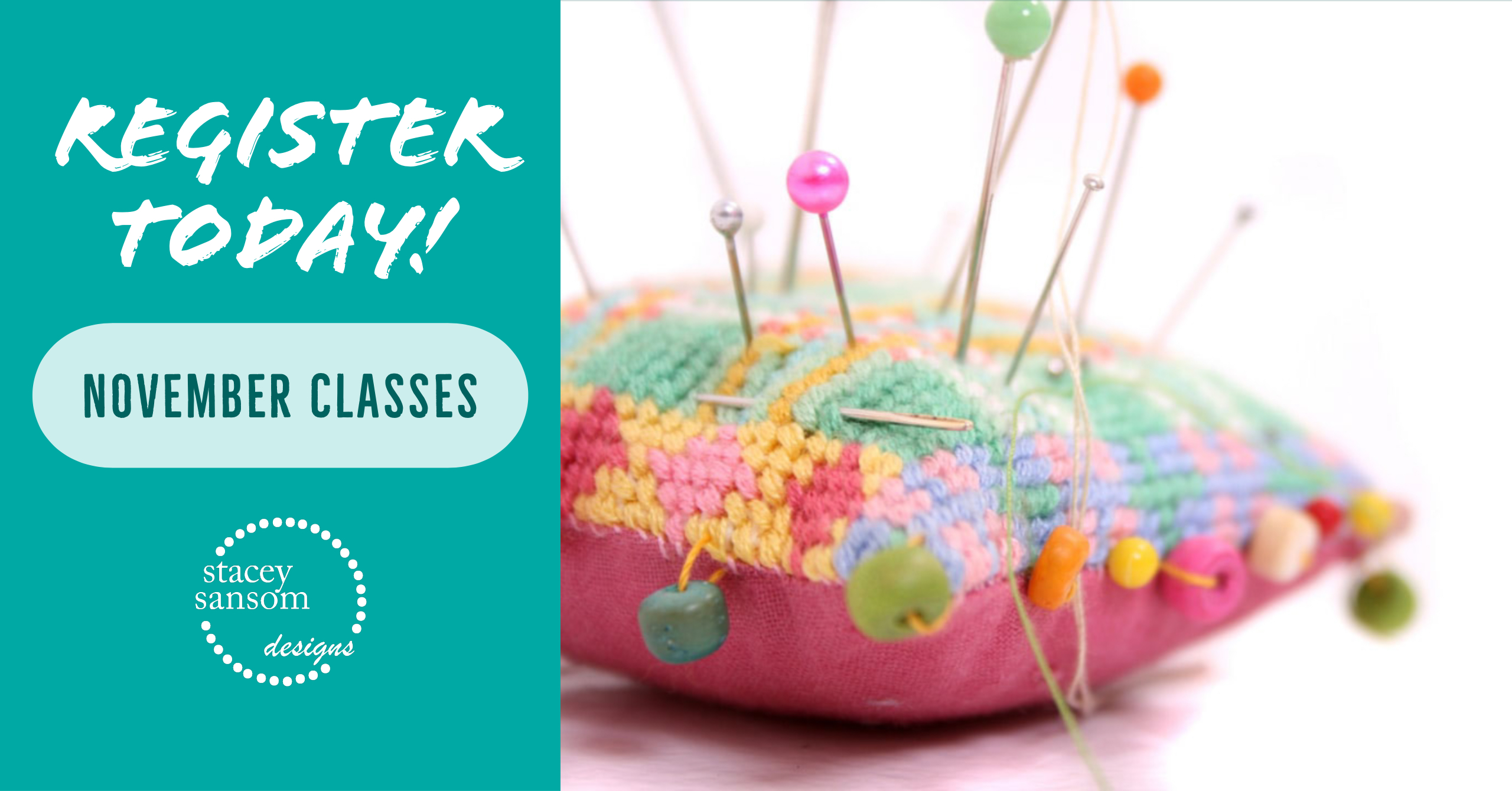Register today for November sewing classes at Stacey Sansom Designs