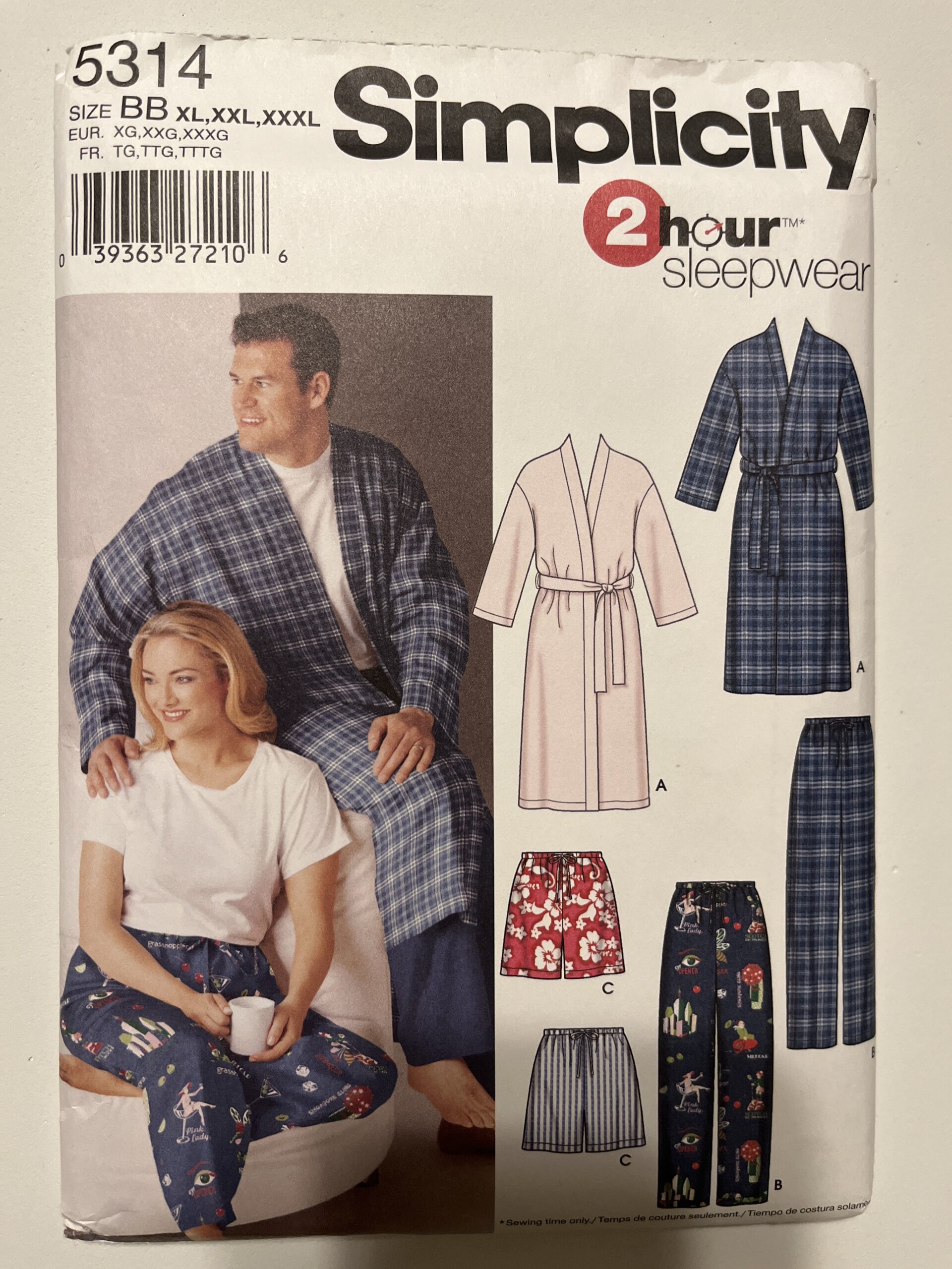Simplicity 5314 (XL-XXXL) – Women’s and Men’s Pants or Shorts and Robe – Uncut Printed Tissue Paper Sewing Pattern | Garage Sale Item | Stacey Sansom Designs