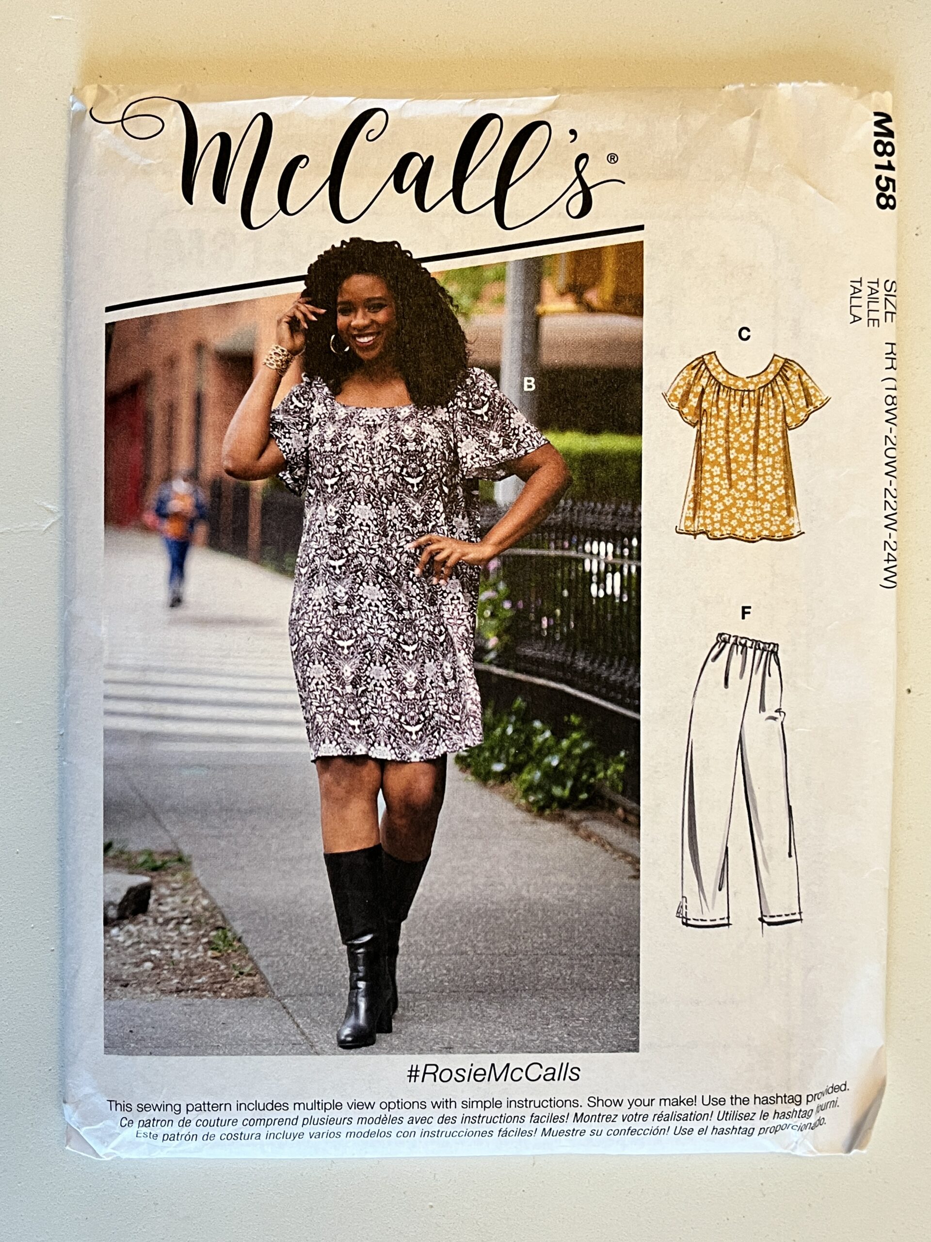 McCall's M8158 (18W-24W) Women's Tops, Dresses, and Capri Pants - Uncut Printed Tissue Paper Sewing Pattern | Garage Sale Item | Stacey Sansom Designs