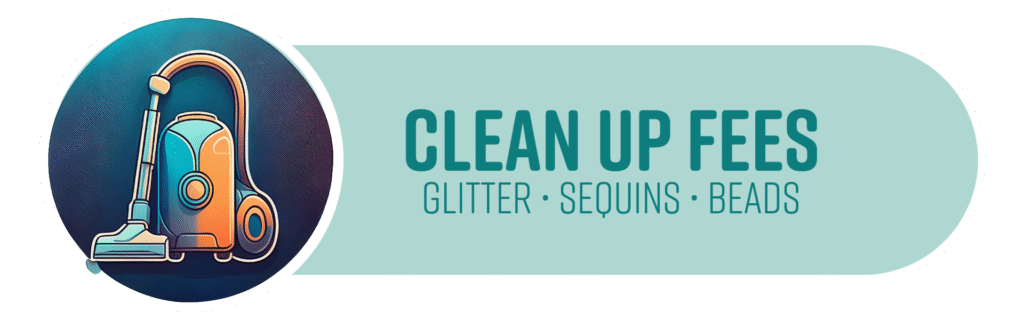 Alterations and Repairs pricing | Additional Fees | Clean Up Fee | Sequins, Beads, and Glitter | Stacey Sansom Designs