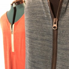 Zipper inserts into the knit dresses. These can have many uses, but these were intended to easily allow skin to skin contact for the customer's premature twins. Alterations at Stacey Sansom Designs