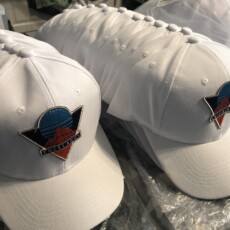 Patch sewing on baseball caps. Patch Sewing at Stacey Sansom Designs